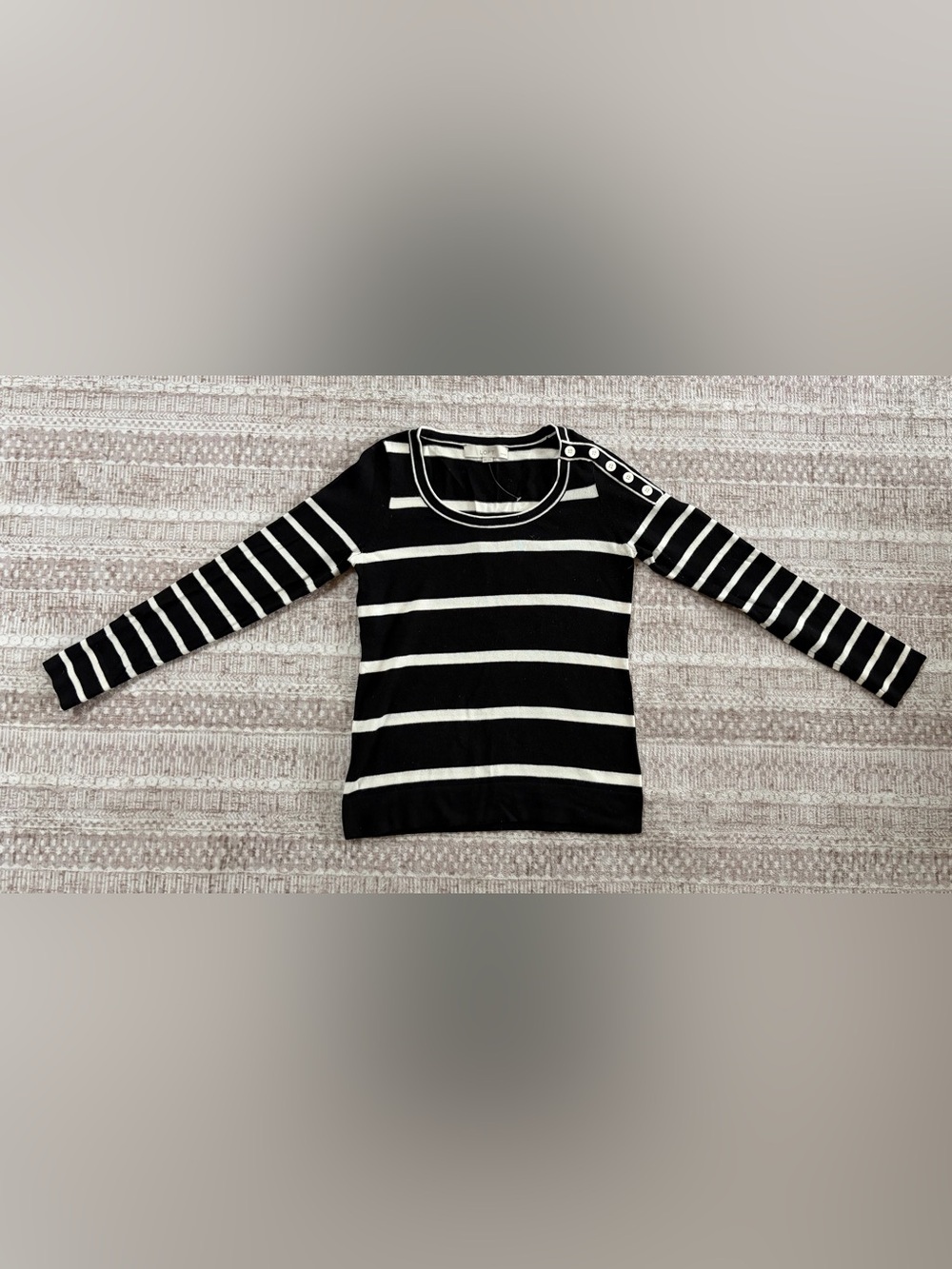 Loft Stripe Sweater Black & White Striped XSP